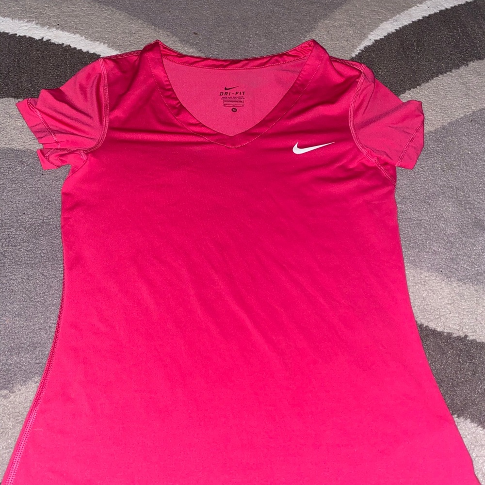 Pink nike womens v neck shirt